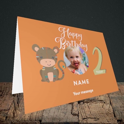 Picture of Little Monkey's 2nd, Birthday Design, Landscape Greetings Card