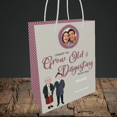Picture of Old & Disgusting, Valentine's Design, Small Portrait Gift Bag