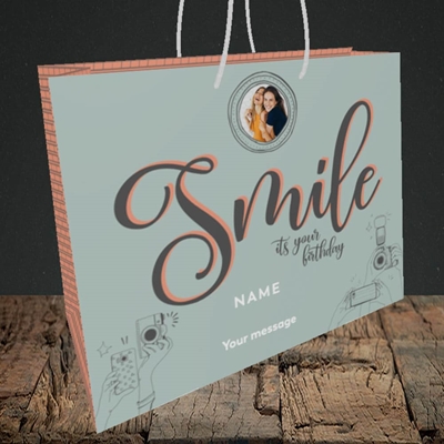 Picture of Camera Smile, Birthday Design, Medium Landscape Gift Bag