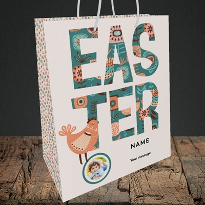 Picture of Floral Hen, Easter Design, Medium Portrait Gift Bag