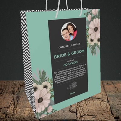 Picture of Flowers Green B&G, Wedding Design, Medium Portrait Gift Bag