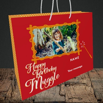 Picture of Muggle, Birthday Design, Medium Landscape Gift Bag
