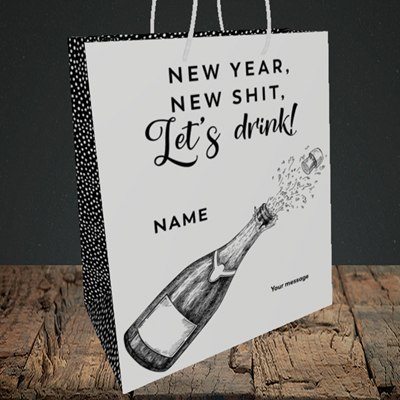 Picture of Let's Drink(Without Photo), New Year Design, Medium Portrait Gift Bag