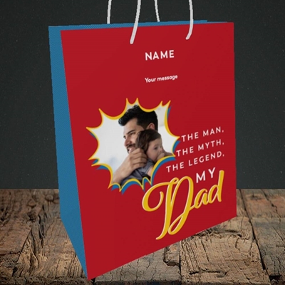 Picture of Man, Myth, Legend, Father's Day Design, Medium Portrait Gift Bag
