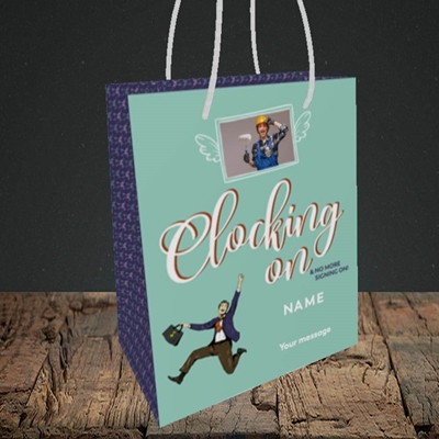 Picture of Clocking On, New Job Design, Small portrait Gift Bag