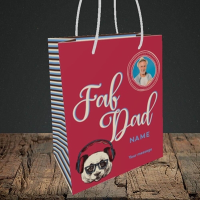 Picture of Fab Dad, Birthday Design, Small portrait Gift Bag