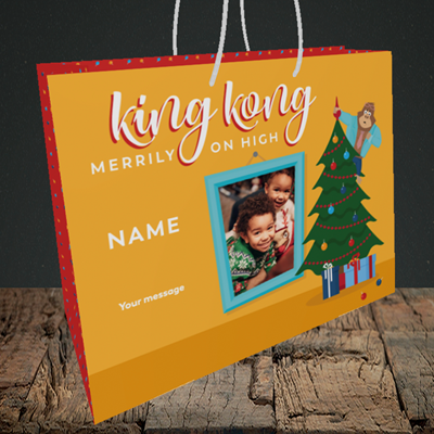 Picture of King Kong, Christmas Design, Medium Landscape Gift Bag