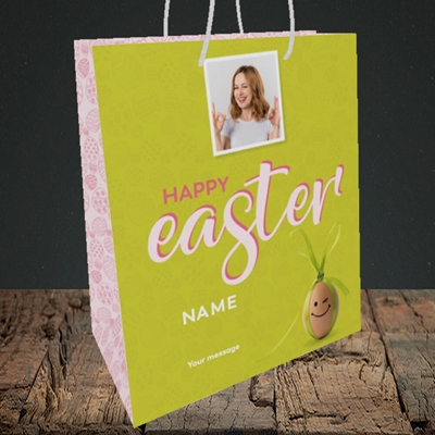 Picture of Bow Bunny Egg, Easter Design, Medium Portrait Gift Bag