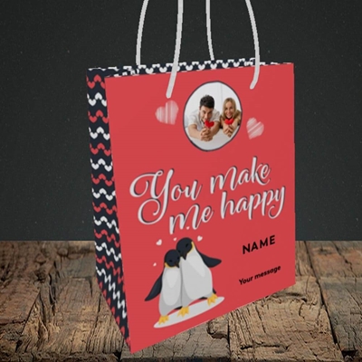 Picture of Make Me Happy, Valentine's Design, Small Portrait Gift Bag