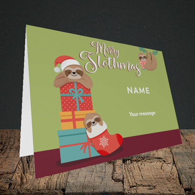 Picture of Slothmas, (Without Photo) Christmas Design, Landscape Greetings Card