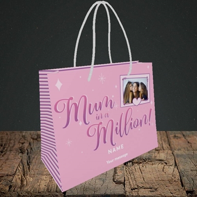 Picture of Mum In A Million, Birthday Design, Small Landscape Gift Bag