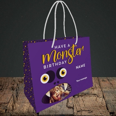 Picture of Monster Face, Birthday Design, Small Landscape Gift Bag