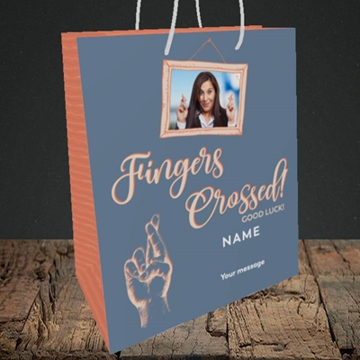 Picture of Fingers Crossed, Good Luck Design, Medium Portrait Gift Bag