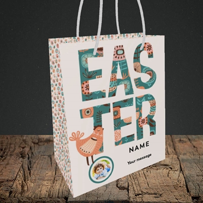Picture of Floral Hen, Easter Design, Small Portrait Gift Bag