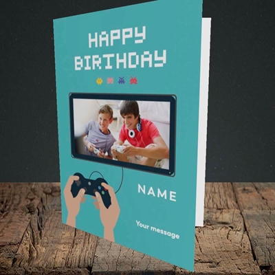 Picture of Space Invaders, Birthday Design, Portrait Greetings Card