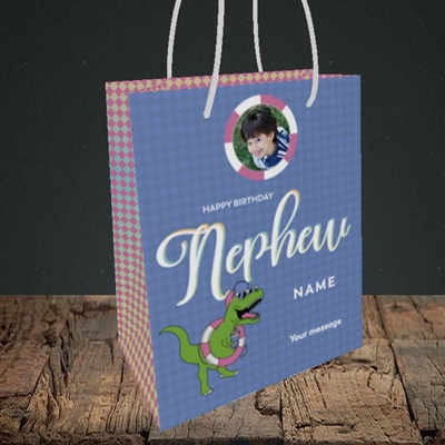 Picture of Nephew (Dino), Birthday Design, Small portrait Gift Bag