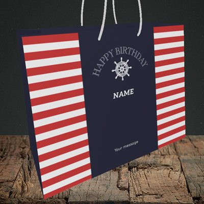 Picture of Nautical, (Without Photo) Birthday Design, Medium Landscape Gift Bag
