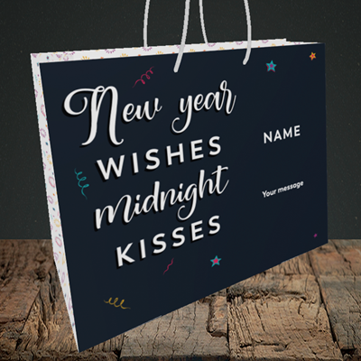Picture of Midnight Kisses(Without Photo), New Year Design, Medium Landscape Gift Bag