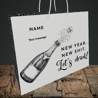 Picture of Let's Drink(Without Photo), New Year Design, Medium Landscape Gift Bag