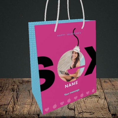 Picture of Sex Bomb - Pink, Valentine's Design, Small Portrait Gift Bag