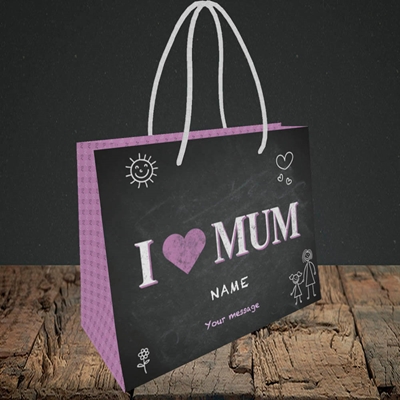 Picture of I Love Mum (Chalk Board),(Without Photo), Small Landscape Gift Bag