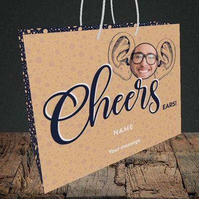 Picture of Cheers Ears, Thank You Design, Medium Landscape Gift Bag