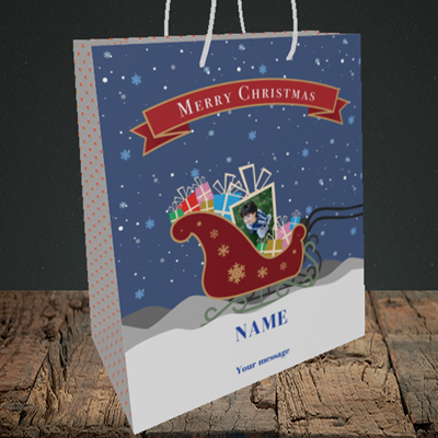 Picture of Sleigh Of Presents, Christmas Design, Medium Portrait Gift Bag