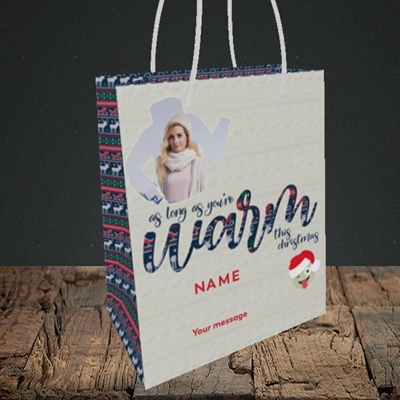 Picture of Warm This Christmas, Christmas Design, Small Portrait Gift Bag