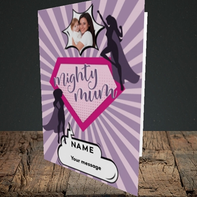 Picture of Mighty Mum, Mother's Day Design, Portrait Greetings Card