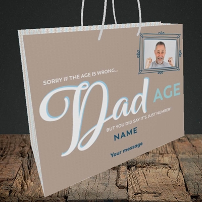 Picture of Wrong Age Dad, Birthday Design, Medium Landscape Gift Bag