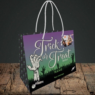 Picture of Trick Or Treat Repeat, Halloween Design, Small Landscape Gift Bag