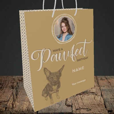 Picture of Pawfect, Birthday Design, Medium Portrait Gift Bag