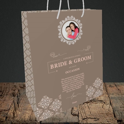 Picture of Regency Pink B&G, Wedding Design, Medium Portrait Gift Bag