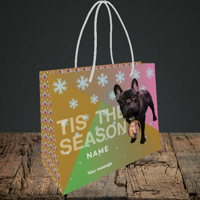 Picture of Tis The Frenchie, Christmas Design, Small Landscape Gift Bag
