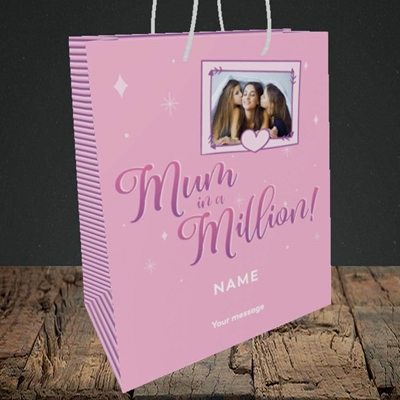 Picture of Mum In A Million, Birthday Design, Medium Portrait Gift Bag