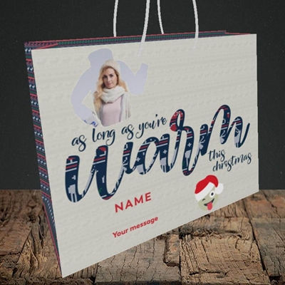 Picture of Warm This Christmas, Christmas Design, Medium Landscape Gift Bag