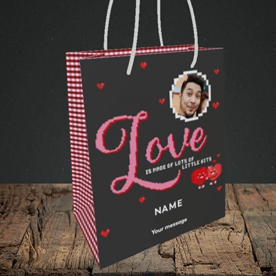 Picture of Love Bits, Valentine's Design, Small Portrait Gift Bag