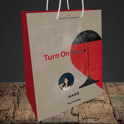 Picture of Turn On Your Red Light, Valentine's Design, Medium Portrait Gift Bag