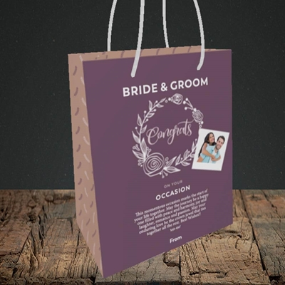 Picture of Wreath Purple B&G, Wedding Design, Small Portrait Gift Bag