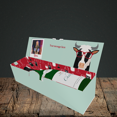 Picture of Cow, Birthday Design, Lay-down Bottle Box