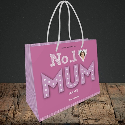 Picture of No.1 Mum (In Lights), Mother's Day Design, Small Landscape Gift Bag
