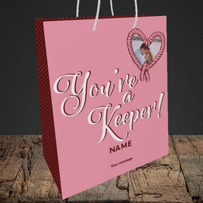 Picture of You're A Keeper, Valentine's Design, Medium Portrait Gift Bag