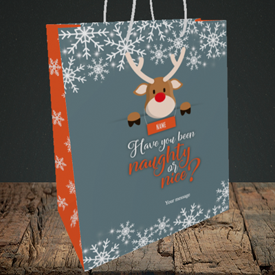 Picture of Naughty, (Without Photo) Christmas Design, Medium Portrait Gift Bag