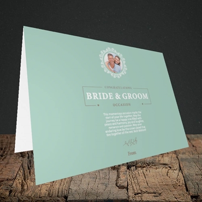Picture of Traditional Foliage Teal B&G, Wedding Design, Landscape Greetings Card