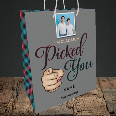 Picture of Mum Picked You, Father's Day Design, Medium Portrait Gift Bag