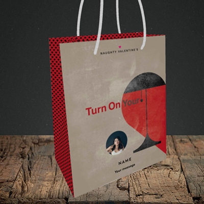 Picture of Turn On Your Red Light, Valentine's Design, Small Portrait Gift Bag