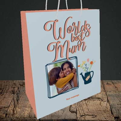 Picture of Worlds Best Mum, Mother's Day Design, Medium Portrait Gift Bag