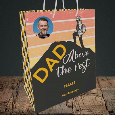 Picture of Dad Above The Rest, Father's Day Design, Medium Portrait Gift Bag