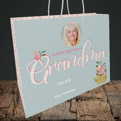 Picture of Grandma, Birthday Design, Medium Landscape Gift Bag