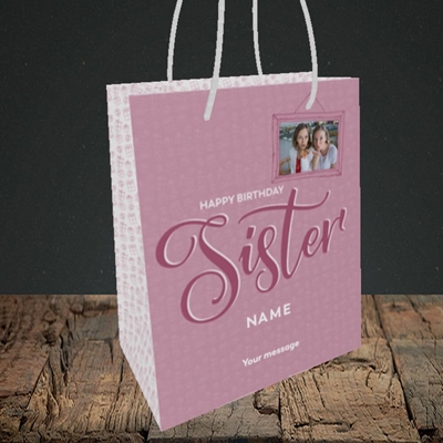 Picture of Sister, Birthday Design, Small portrait Gift Bag